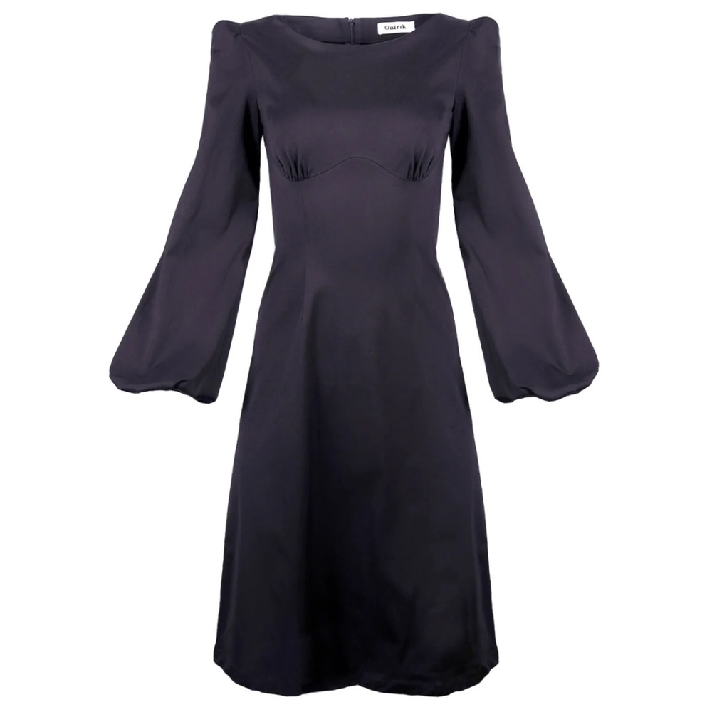 Black Puff-Sleeve Midi Dress - Women - Picture 7 of 9